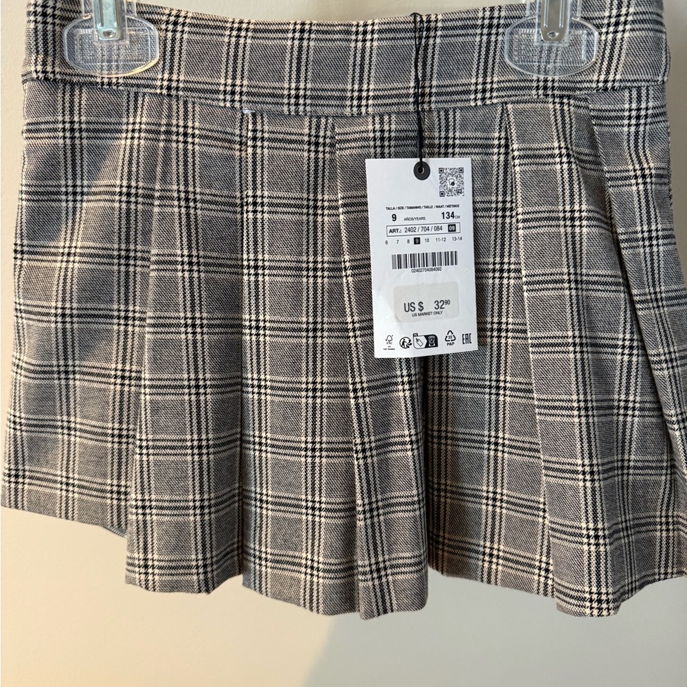 Zara Black and White Checkered Skirt
